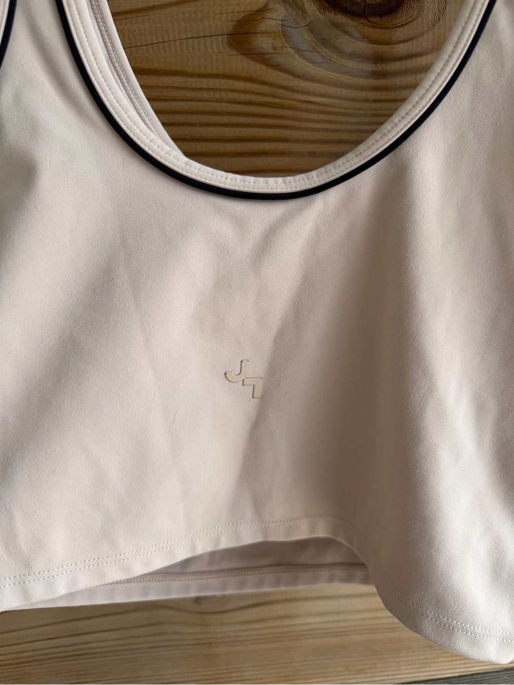 JoyLab Beige Cropped Tank with Black Trim - Picture 3 of 4